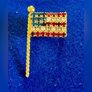 Gold-Tone American Flag Pin - Women Jewelry
